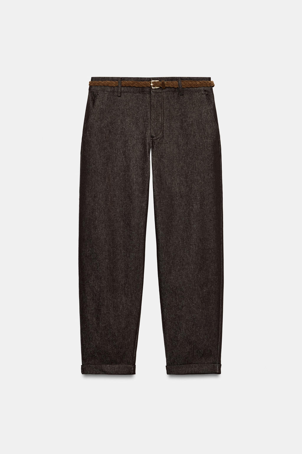 PANTAL?N CHINO CINTUR?N TRENZADO / Marr?n