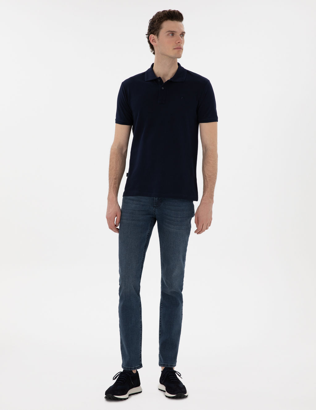 Lacivert Slim Fit K_vr_lmaz Polo Yaka Basic Ti__rt