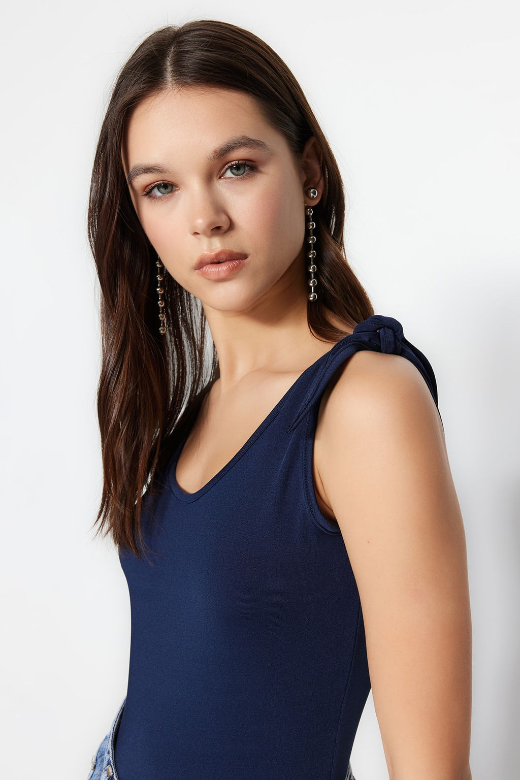 Lacivert Baglama Detayl? Havuz Yaka S?rt Dekolteli Orme Body TWOSS23BD00088 - Trendyolmilla фото 2