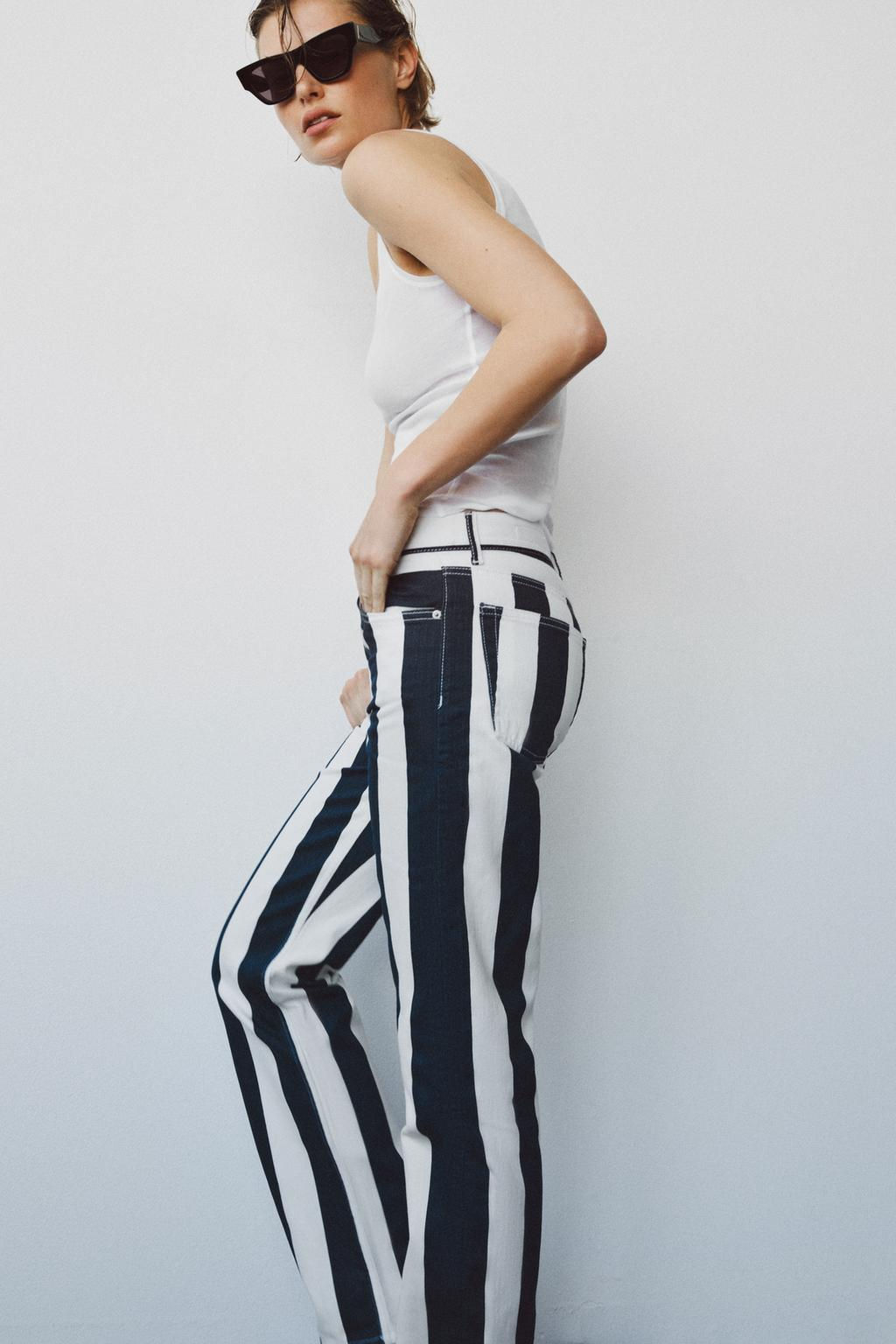 ZW COLLECTION MID-RISE STRIPED STRAIGHT-LEG JEANS - Zara фото 3