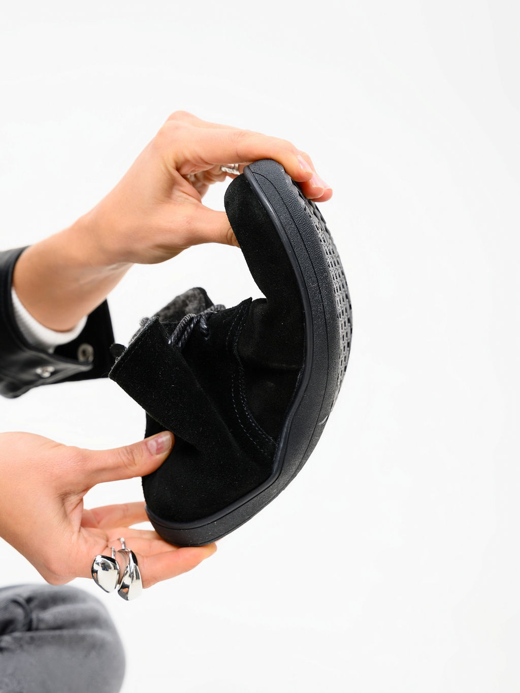 Босоногие ботинки 208.NATAbl.Черный замша/байка