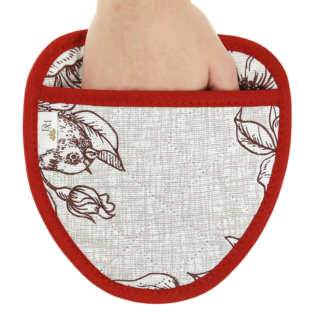 Прихватка с запахом 20х20см Парадиз, форма Клубника, рогожка 171г/м2, хлопок 100%, наполнитель - ватин 280г/м2, на пластмассовом подвесе, Домашняя мода (Россия)  фото 3