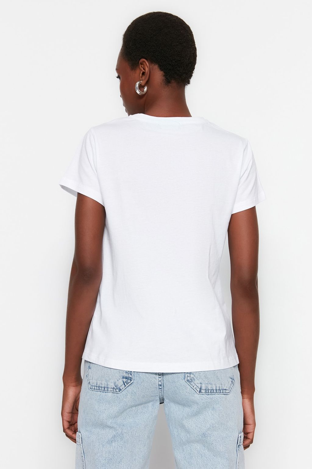 TRENDYOLMILLA Kahverengi-Bej-Haki Cizgili 3lu Paket Basic Bisiklet Yaka Orme T-Shirt TWOSS20TS0146 фото 40