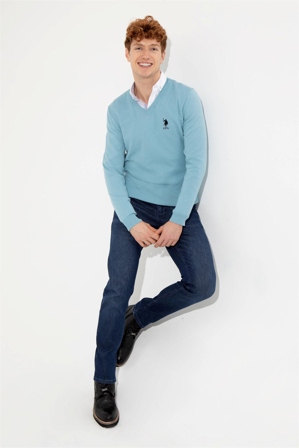 U. S. Polo Assn / Мужской синий базовый свитер - U.s. polo assn фото 10