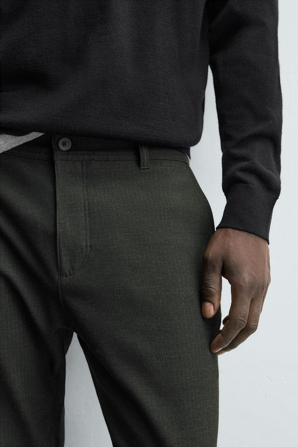 PANTAL?N CHINO ESTRUCTURA CONFORT / Verde oscuro - Zara фото 5