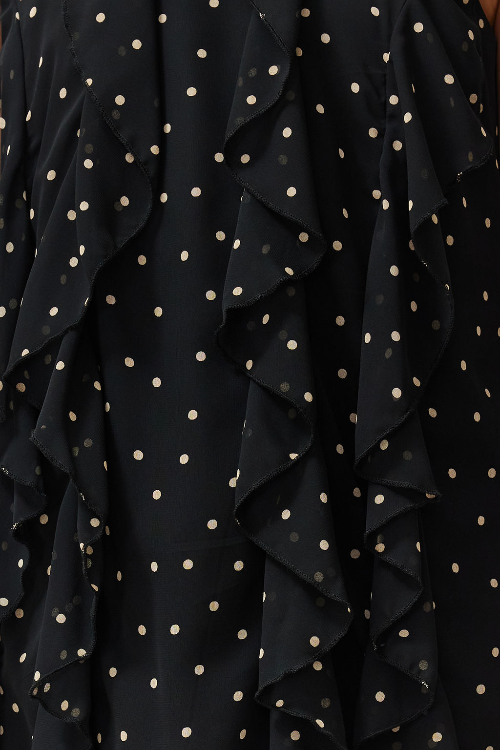 TRENDYOLMILLA Siyah Puantiyeli Volanl? Sifon Astarl? Mini Dokuma Elbise TWOSS24EL00540  фото 4