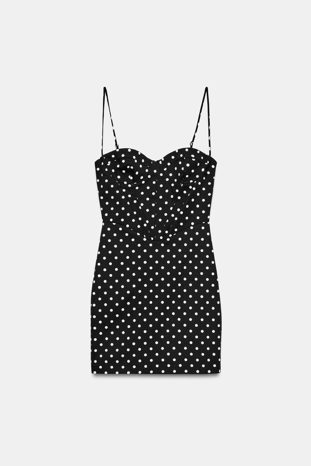 VESTIDO MINI TIRANTES LUNARES / Negro / Blanco - Zara фото 4