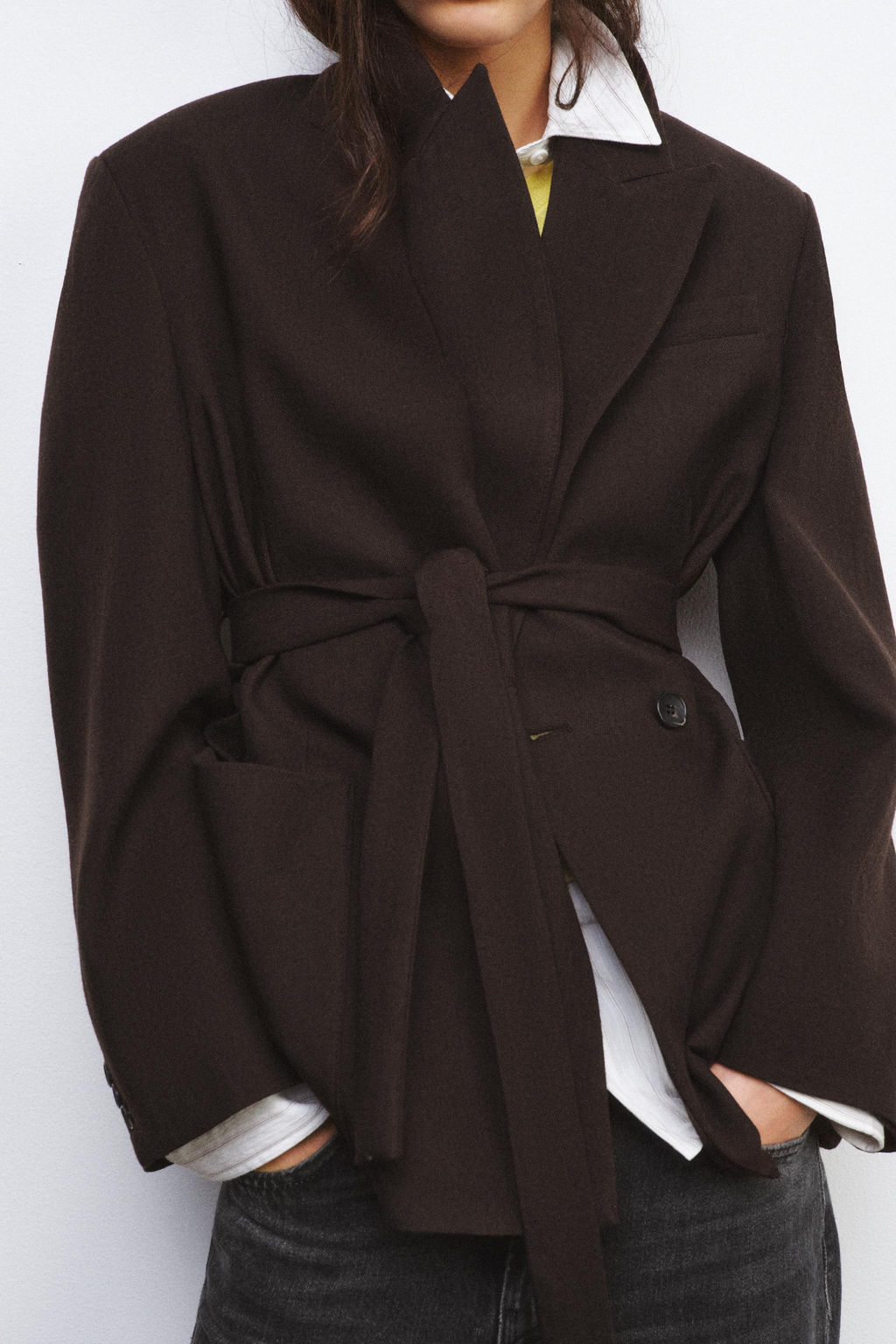 ZW COLLECTION LIMITED EDITION 100% WOOL BELTED BLAZER - Zara фото 10