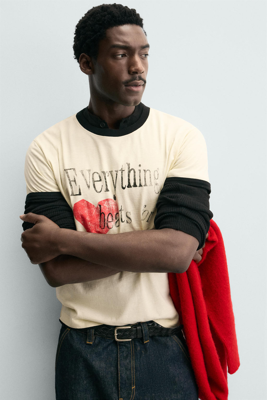 RIB T-SHIRT WITH CONTRAST HEART - Zara фото 13