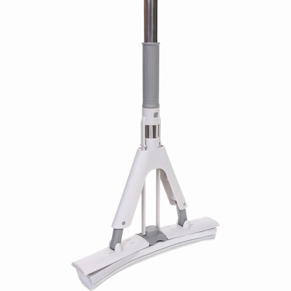 Швабра с губкой ПВА металлическая ручка 130 см(складной отжим) губка 33 см