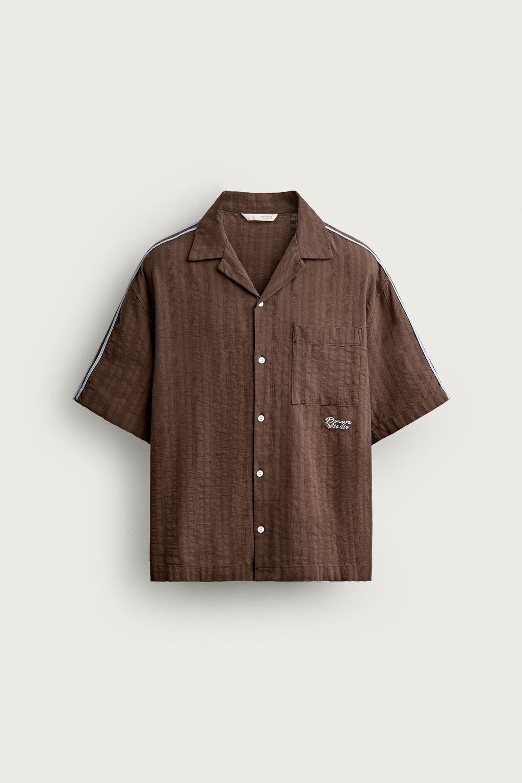 CAMISA BANDAS BORDADO CONTRASTE / Marr?n - Zara фото 7