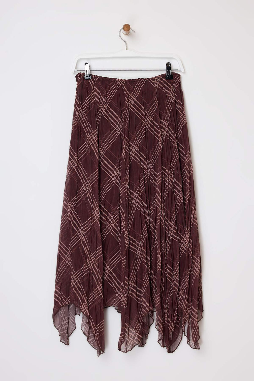 Kahverengi Ekoseli Asimetrik Astarl? Sifon K?r?s?k Dokuma Asimetrik Uzun Etek TWOSS26ET00049 - Trendyolmilla фото 6