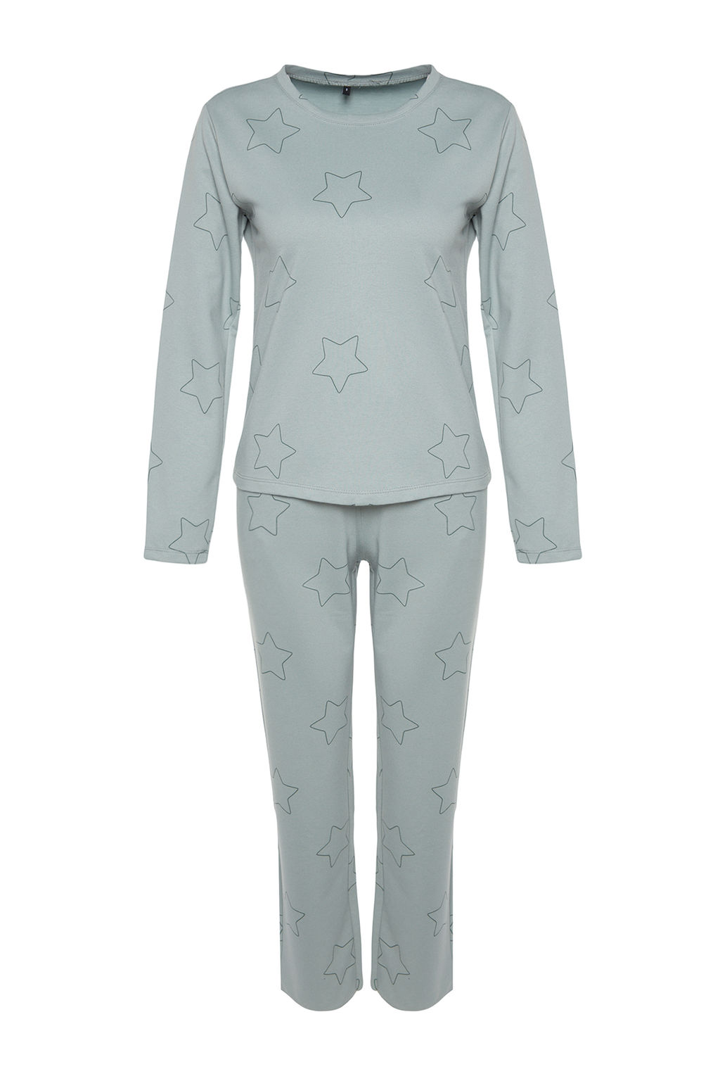 Trendyolmilla Mint %100 Pamuklu Y?ld?zl? Orme Pijama Tak?m? THMAW24PT00234  фото 6