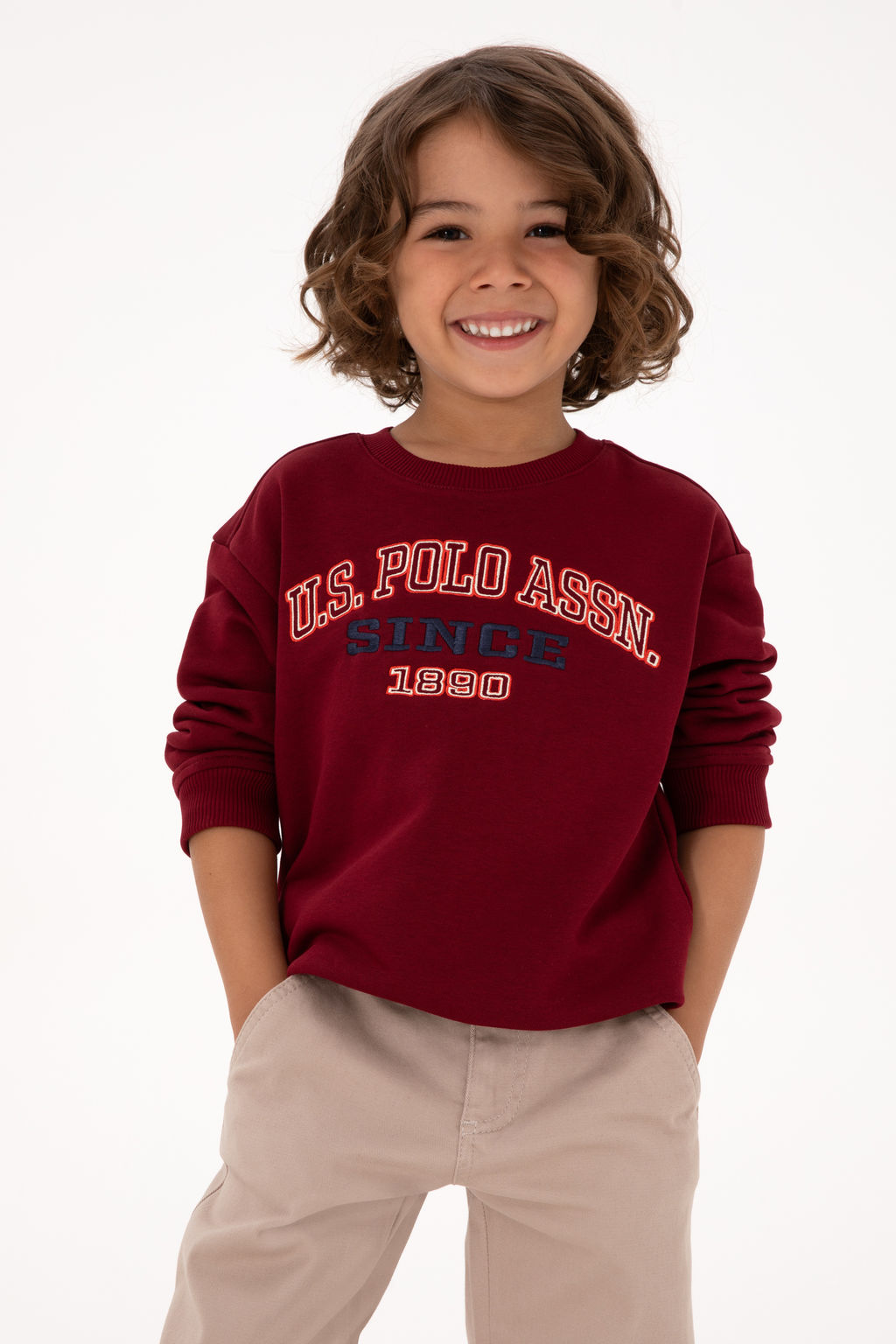 Erkek _ocuk Bordo Bisiklet Yaka Sweatshirt Sepette S_rpriz _ndirim - U.s. polo assn фото 4