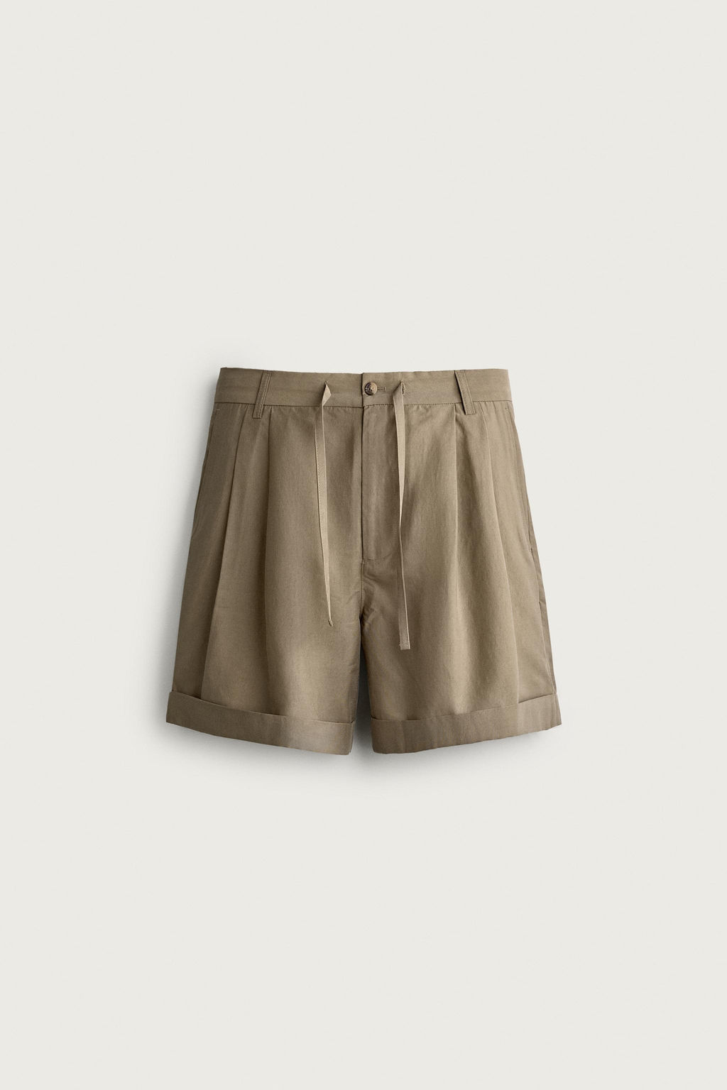 BERMUDA FLUIDA RELAXED FIT PLIEGUES / Beige - Zara фото 6