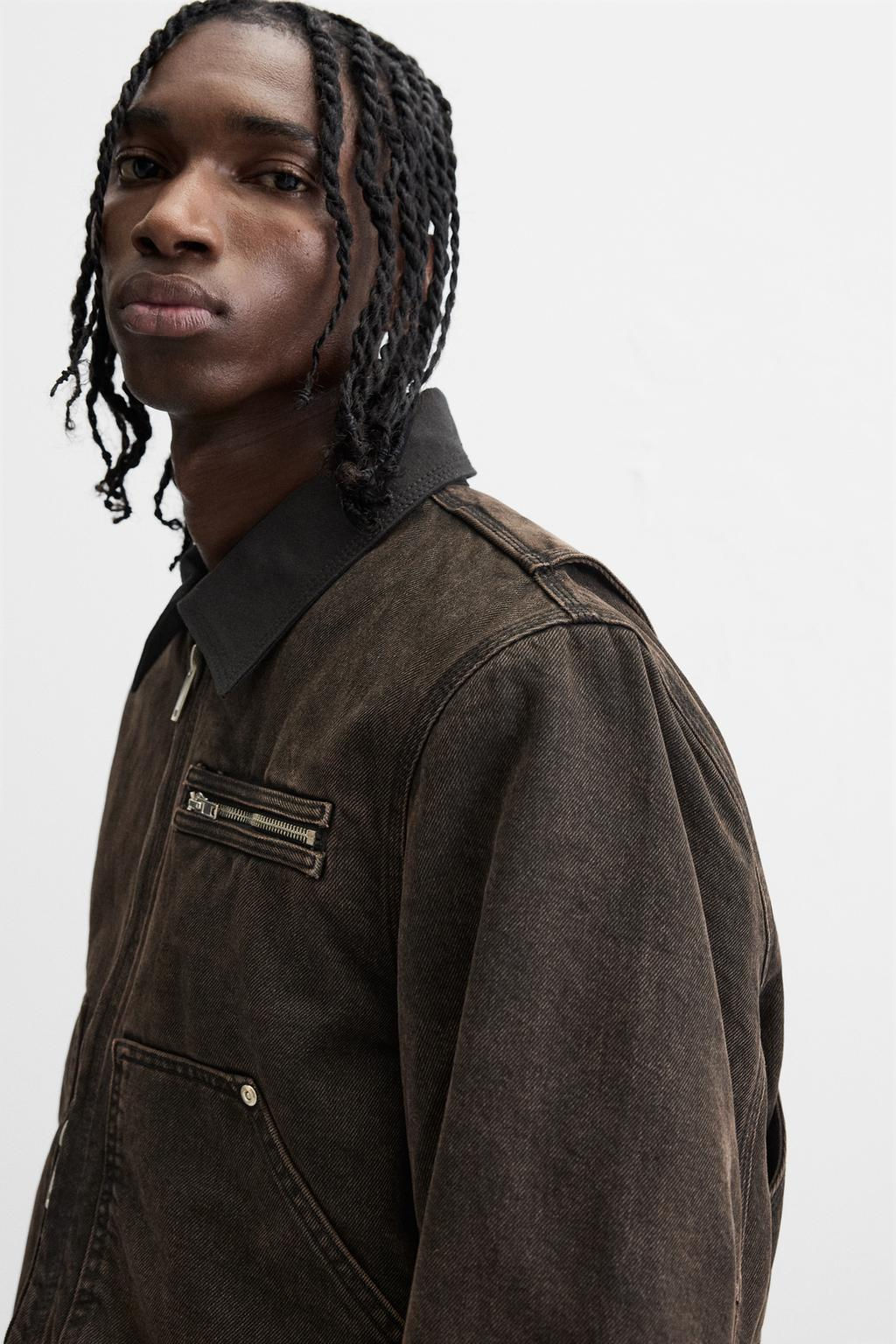 DENIM JACKET WITH CONTRAST COLLAR - Zara фото 5