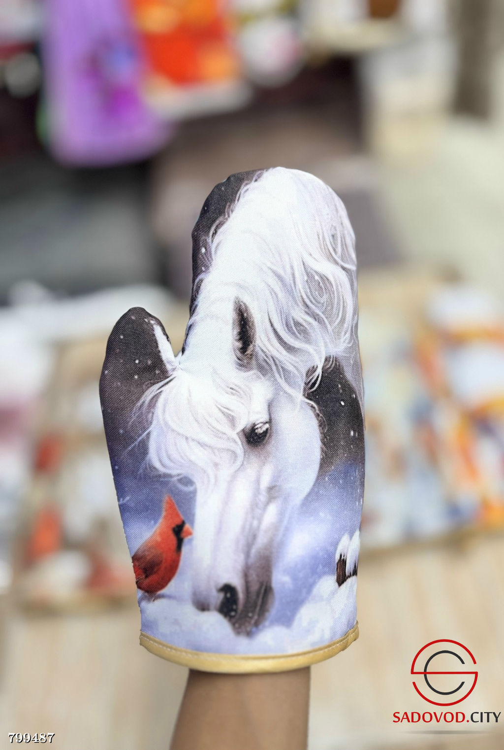 Варежка новогодний лошадь 1 шт