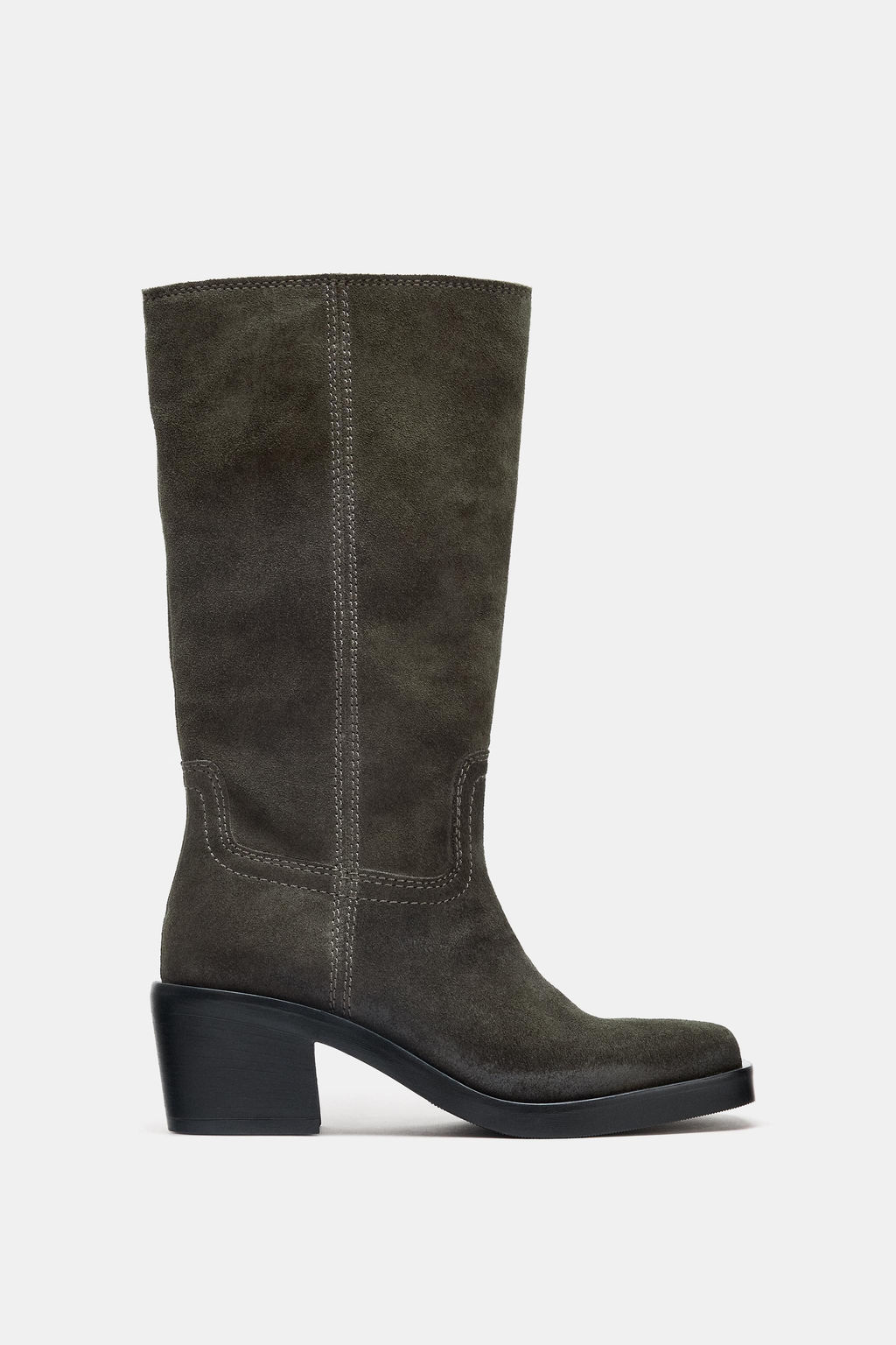 SPLIT SUEDE CONTRAST STITCH BOOTS - Zara фото 8