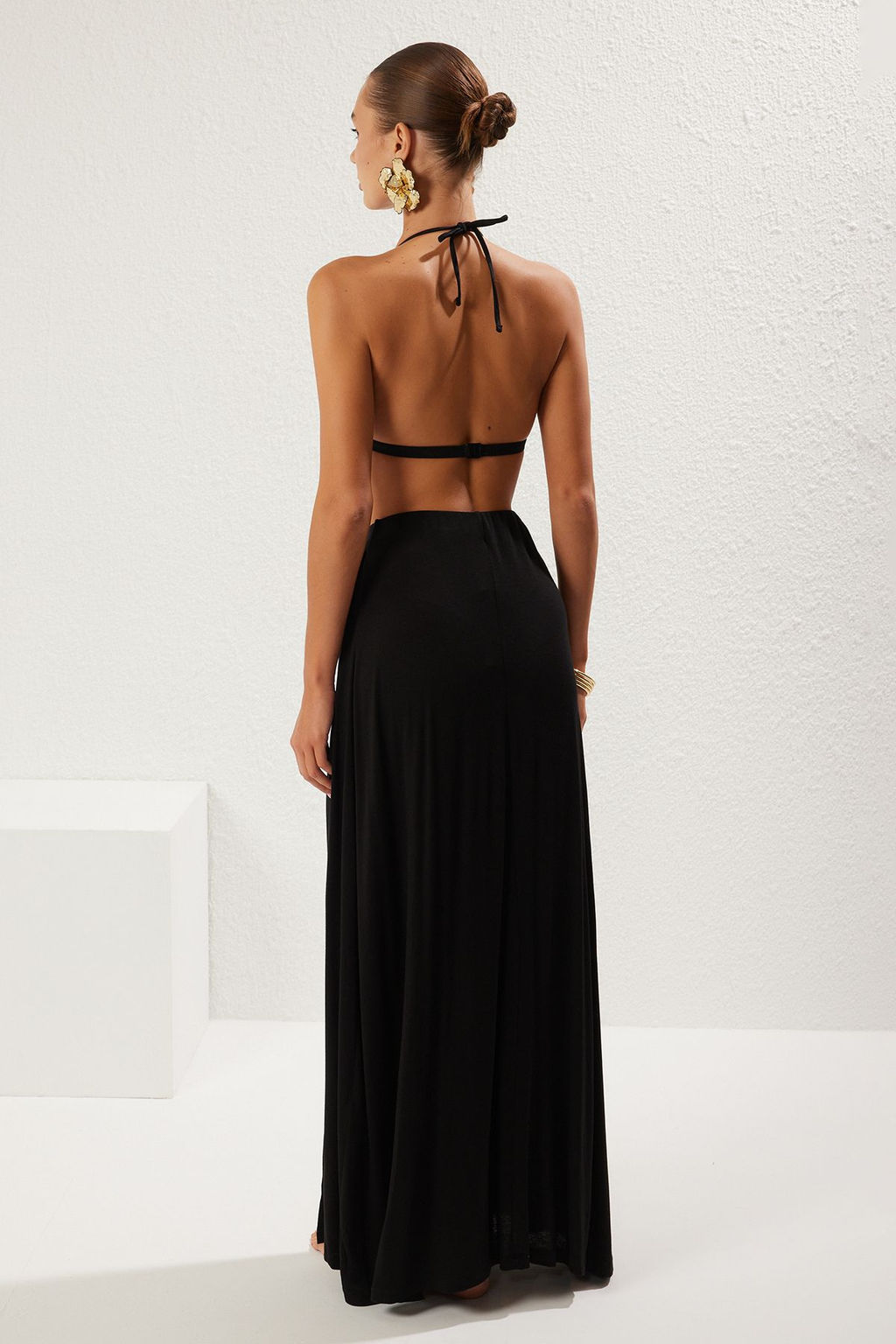 Siyah Orme Y?rtmacl? Maxi Plaj Etek TBESS25ET00005