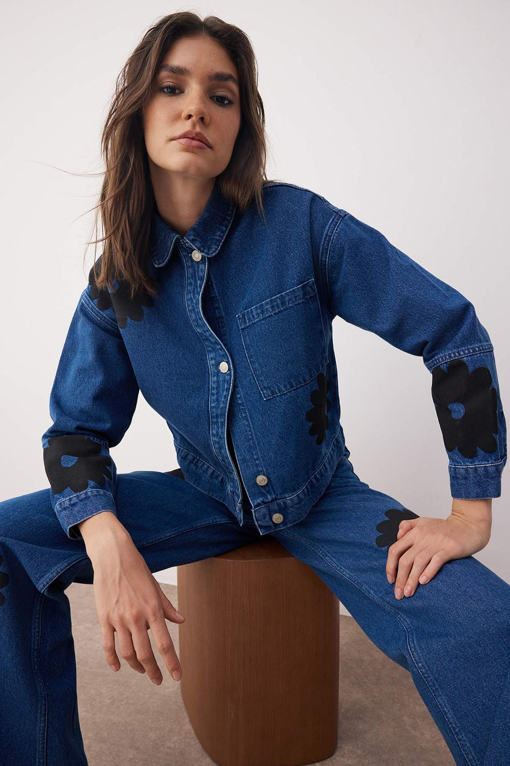 Mavi Nak?s Detayl? Oversize Denim Ceket TWOAW26CE00024