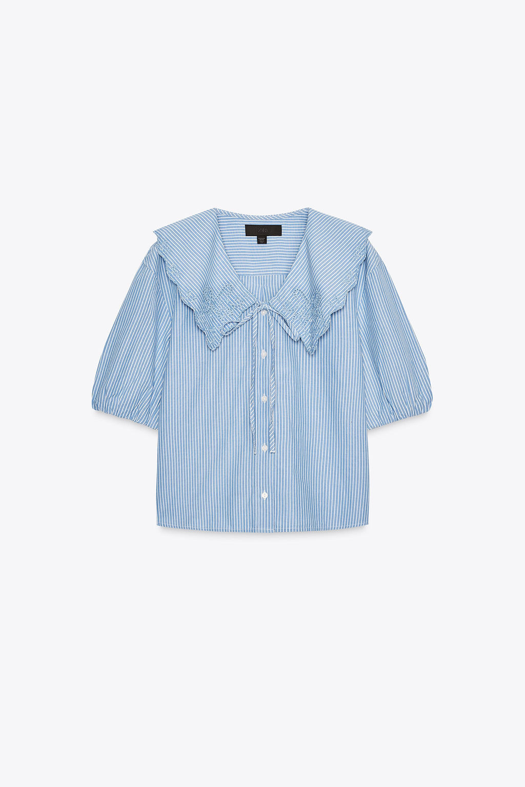 STRIPED EMBROIDERED PETER PAN COLLAR SHIRT - Zara фото 14