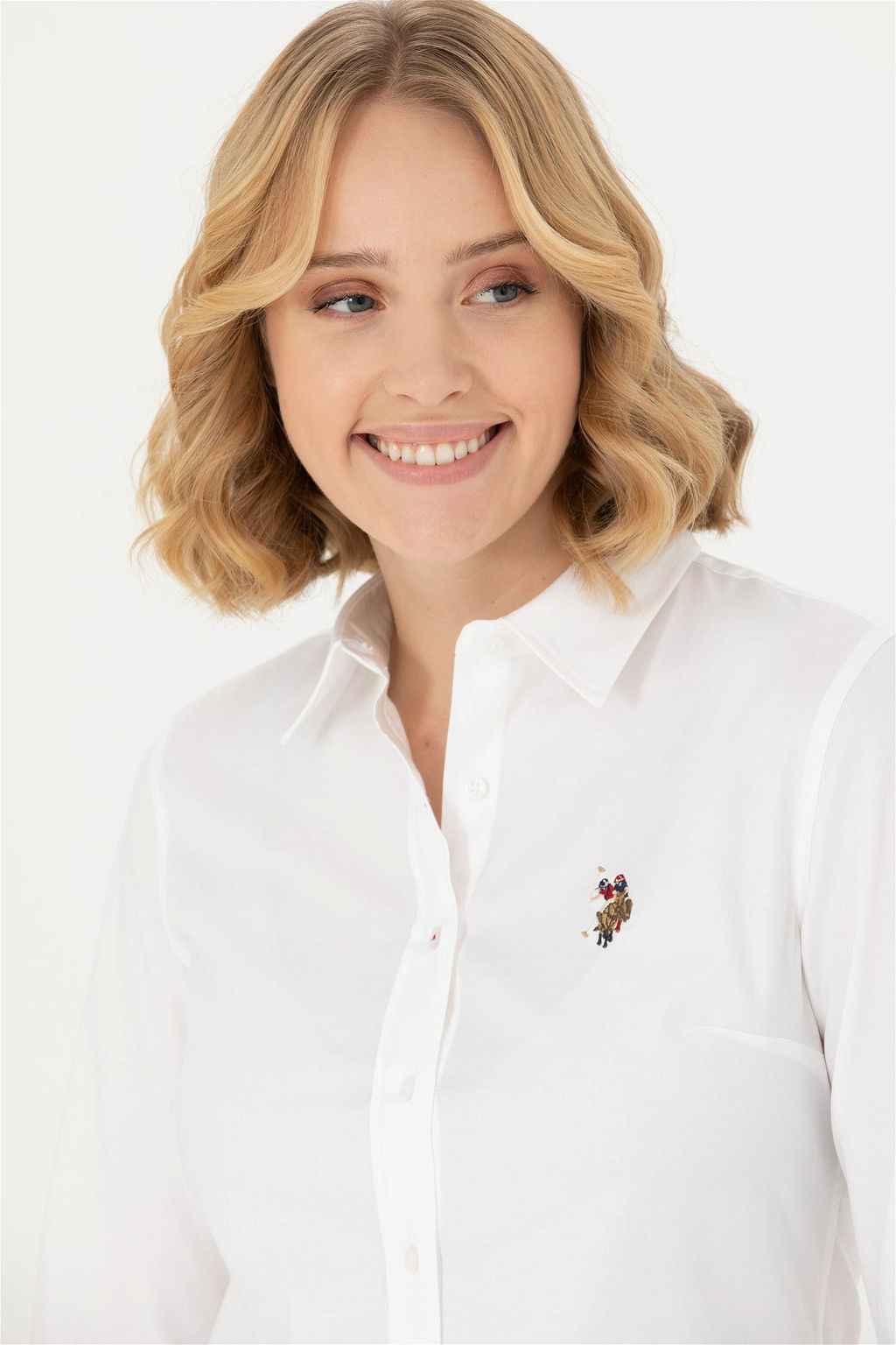 Женская белая базовая рубашка с длинным рукавом - U.s. polo assn фото 2