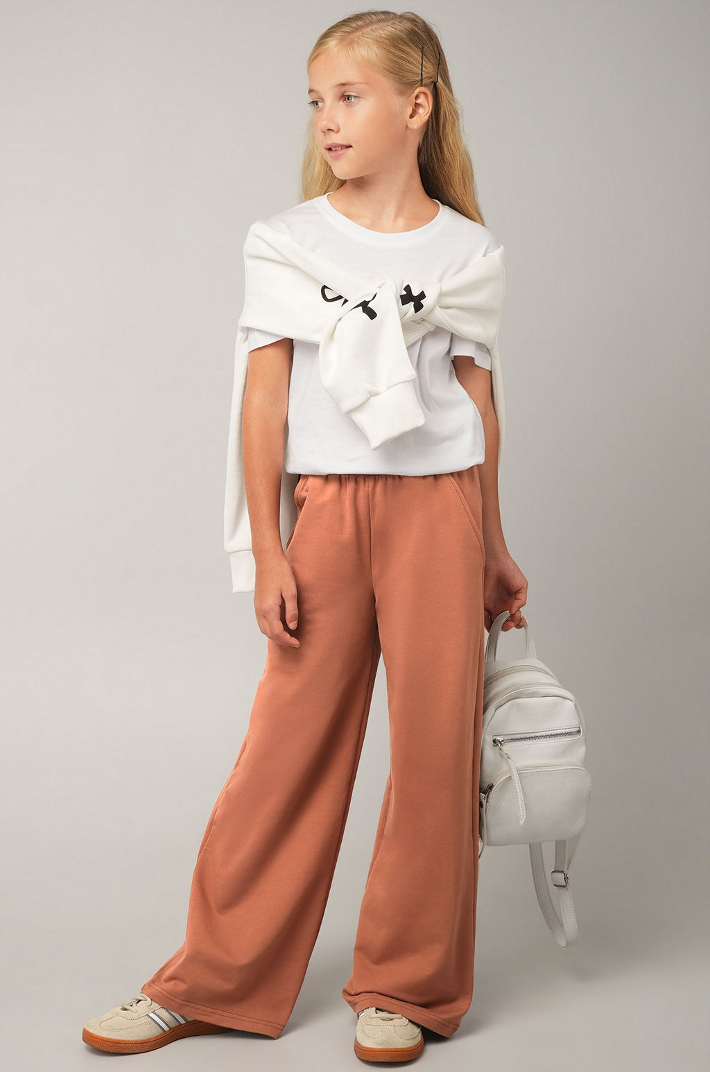Брюки палаццо из футера для девочки Happyfox