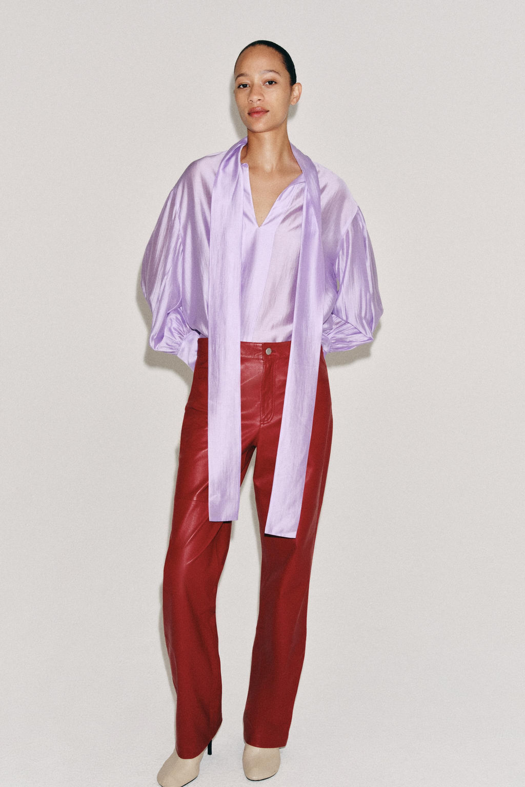 CAMISA SATINADA LAZADAS ZW COLLECTION / Morado