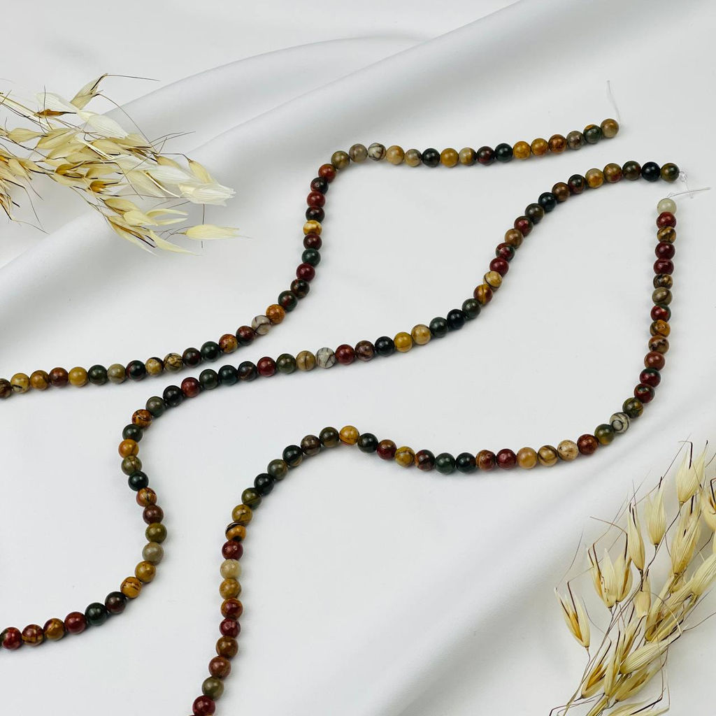 Бусины для украшений из Яшмы "Пикассо" (58 бусин) 38 см