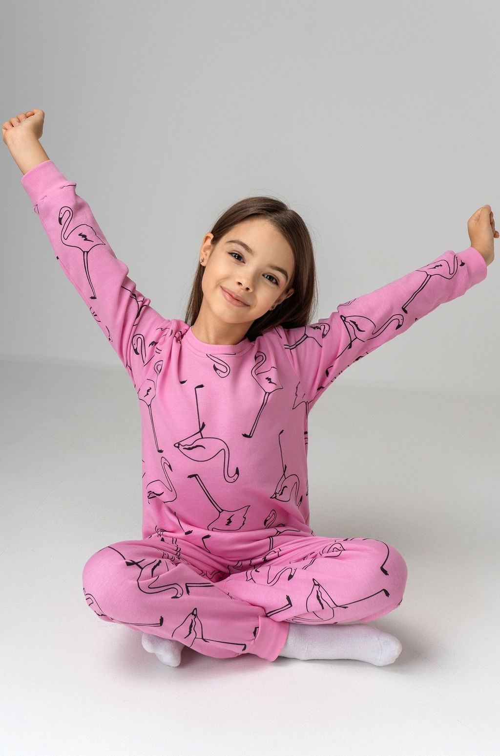 Хлопковая пижама для девочки из футера с начесом Happyfox - Happy fox фото 9