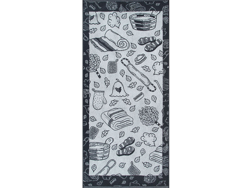 Полотенце махровое 6с102.411ж1 Атрибуты бани(антрацит) 67х150см