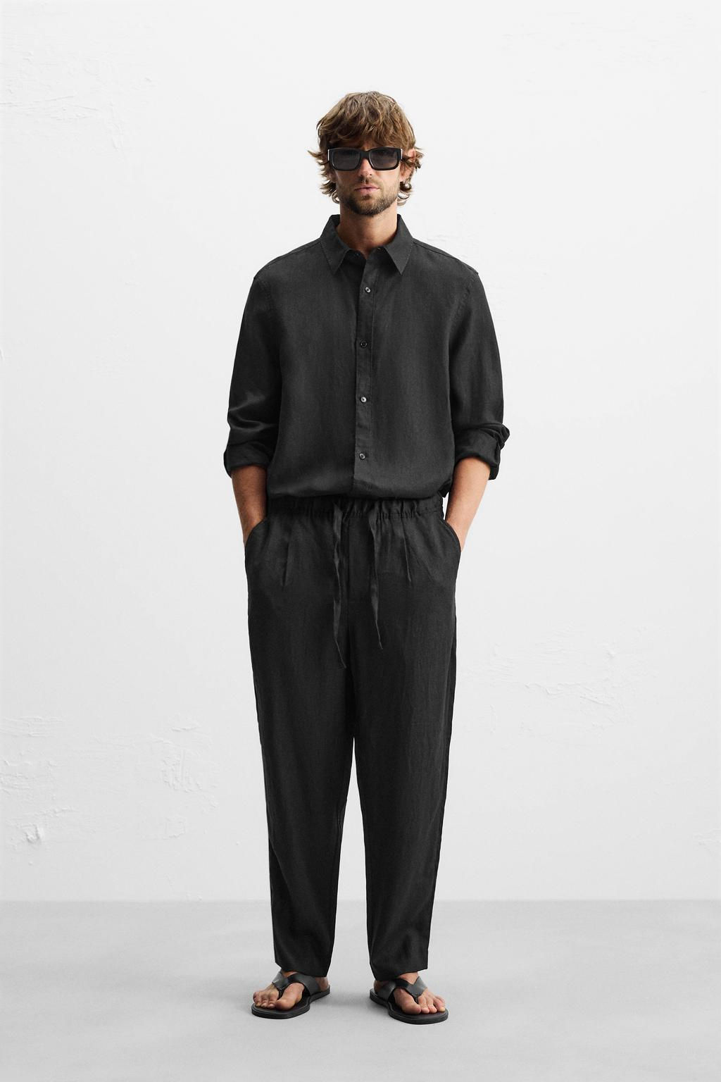 ZARA %100 KETEN ELAST?K BELL? PANTOLON  фото 14