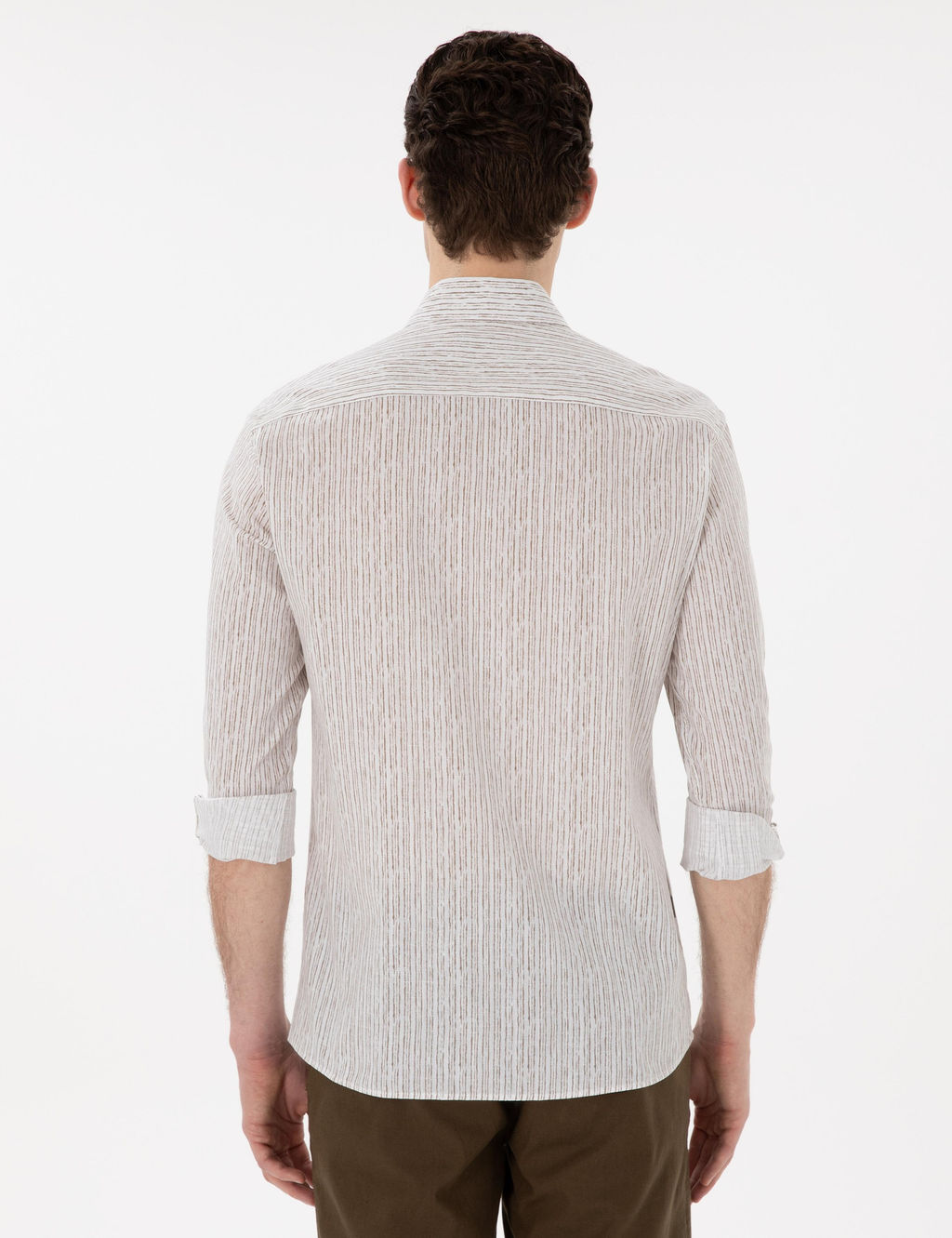 Haki _izgili Slim Fit Uzun Kollu G_mlek - Pierre cardin фото 5