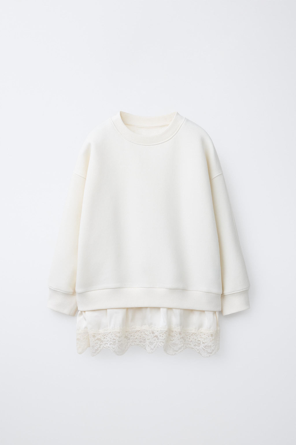 SUDADERA COMBINADA ENCAJE / Crudo - Zara фото 2