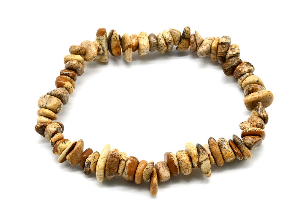 Браслет из крошки яшмы бежевой, 17см