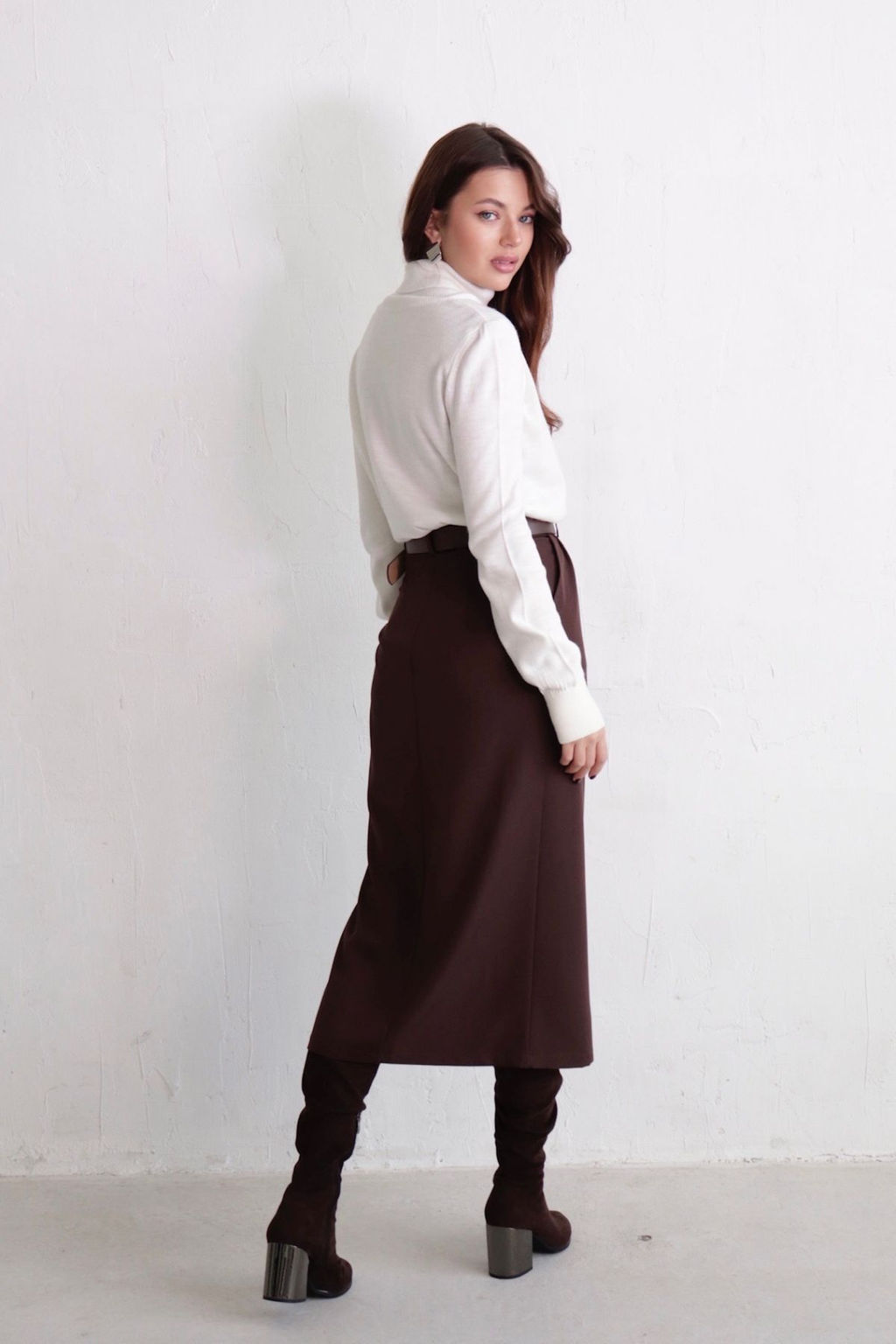 10961 Юбка миди-макси кофейная - Martichelli фото 11