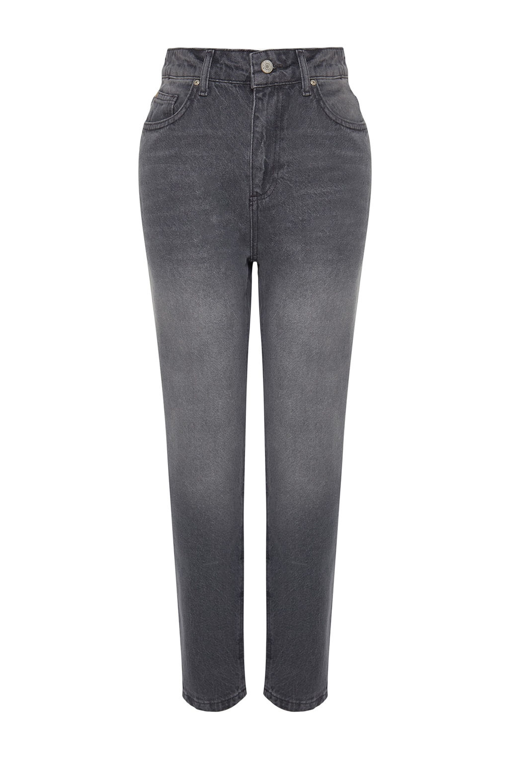 Gri Yuksek Bel Mom %100 Pamuk Non-Stretch Jeans TWOAW24JE00076