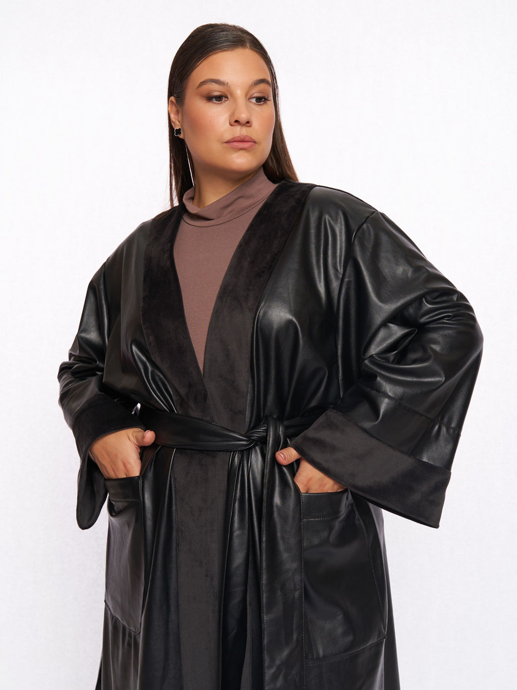 Плащ кожаный TKA05221BLK01