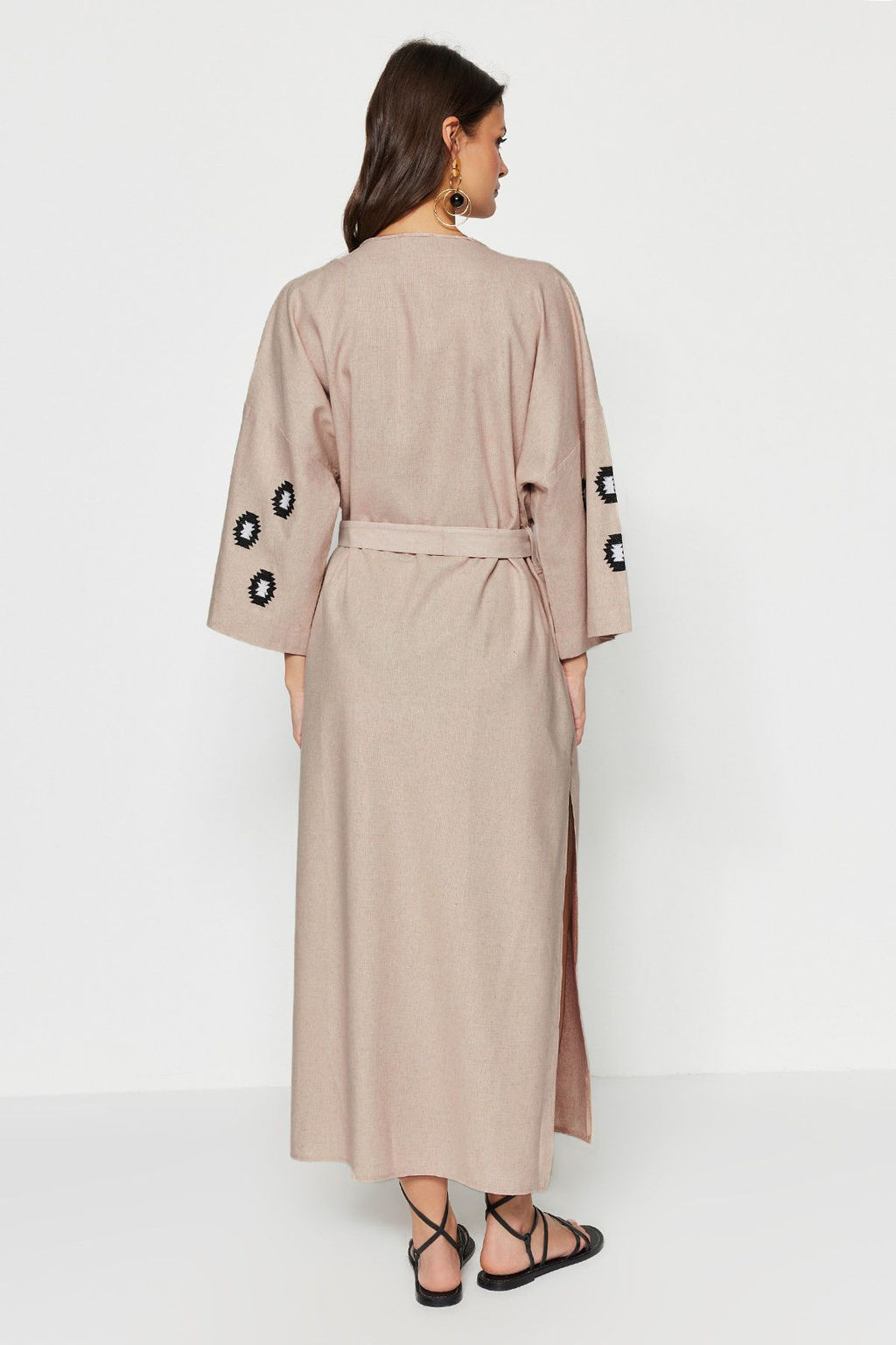 Bej Kusakl? Dokuma Nak?sl? Maxi Plaj Kimono&Kaftan TBESS21KM0175 - Trendyolmilla фото 5