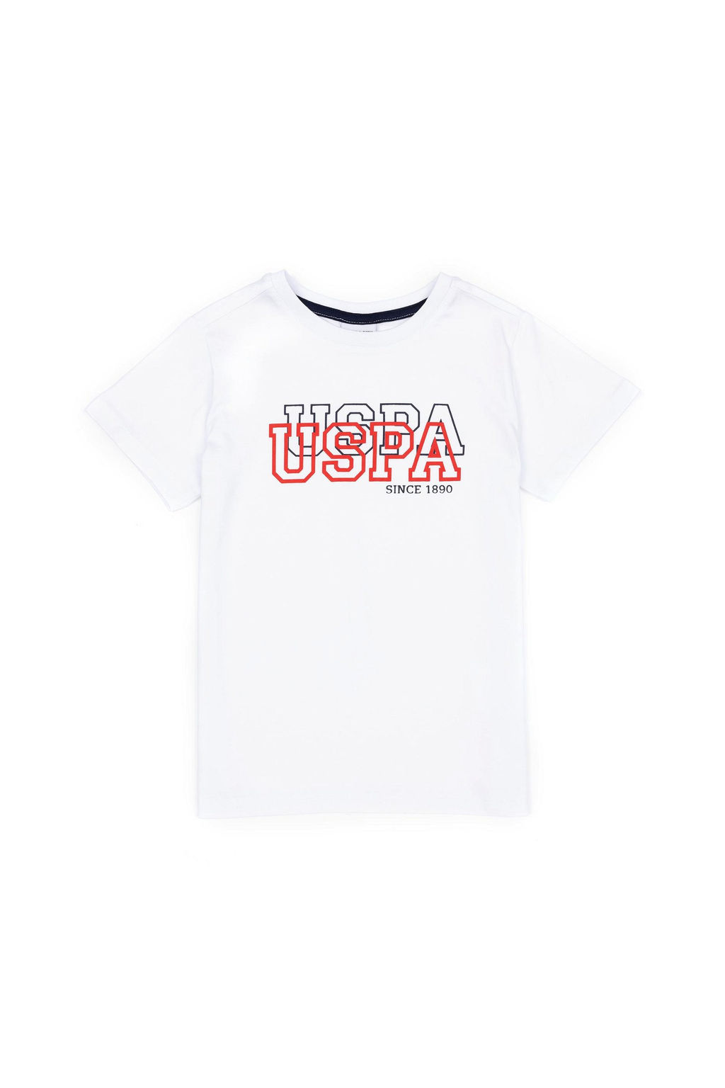 Футболка базовая U.S. Polo Assn для мальчиков с круглым вырезом белая из хлопка  фото 2