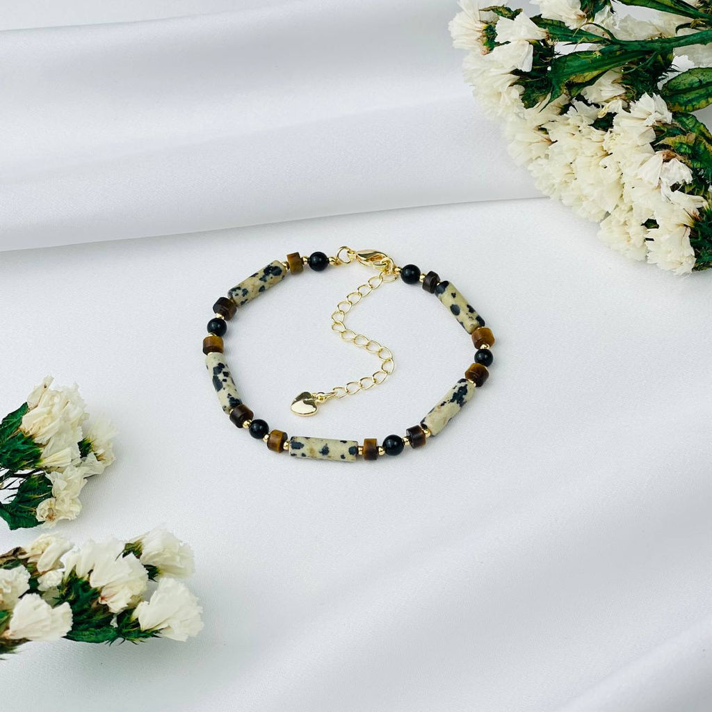 Браслет из перепелиной Яшмы , Агата и Тигрового глаза 16 см +