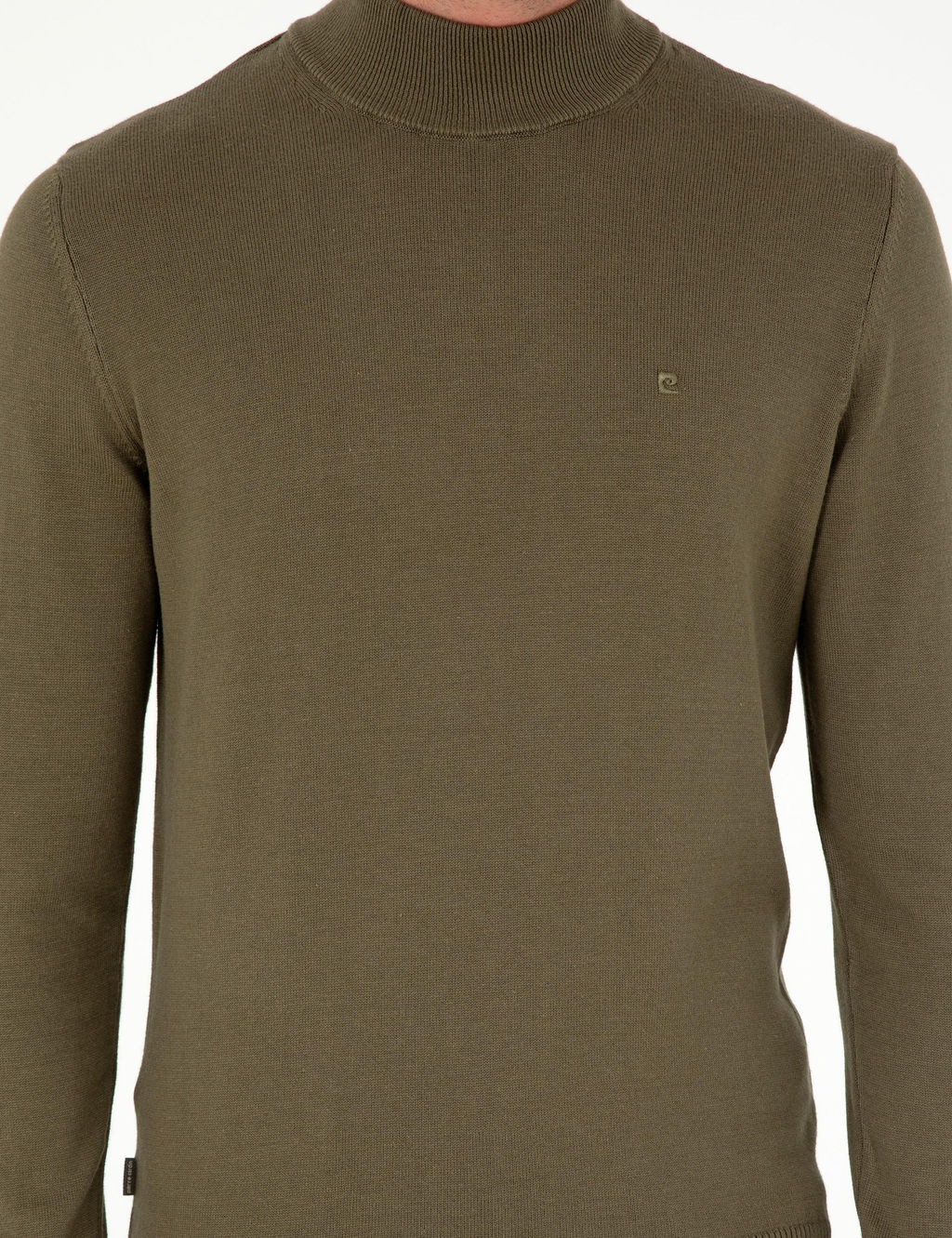 Koyu Haki Slim Fit Yar_m Bal_k__ Yaka Basic Triko Kazak - Pierre cardin фото 6