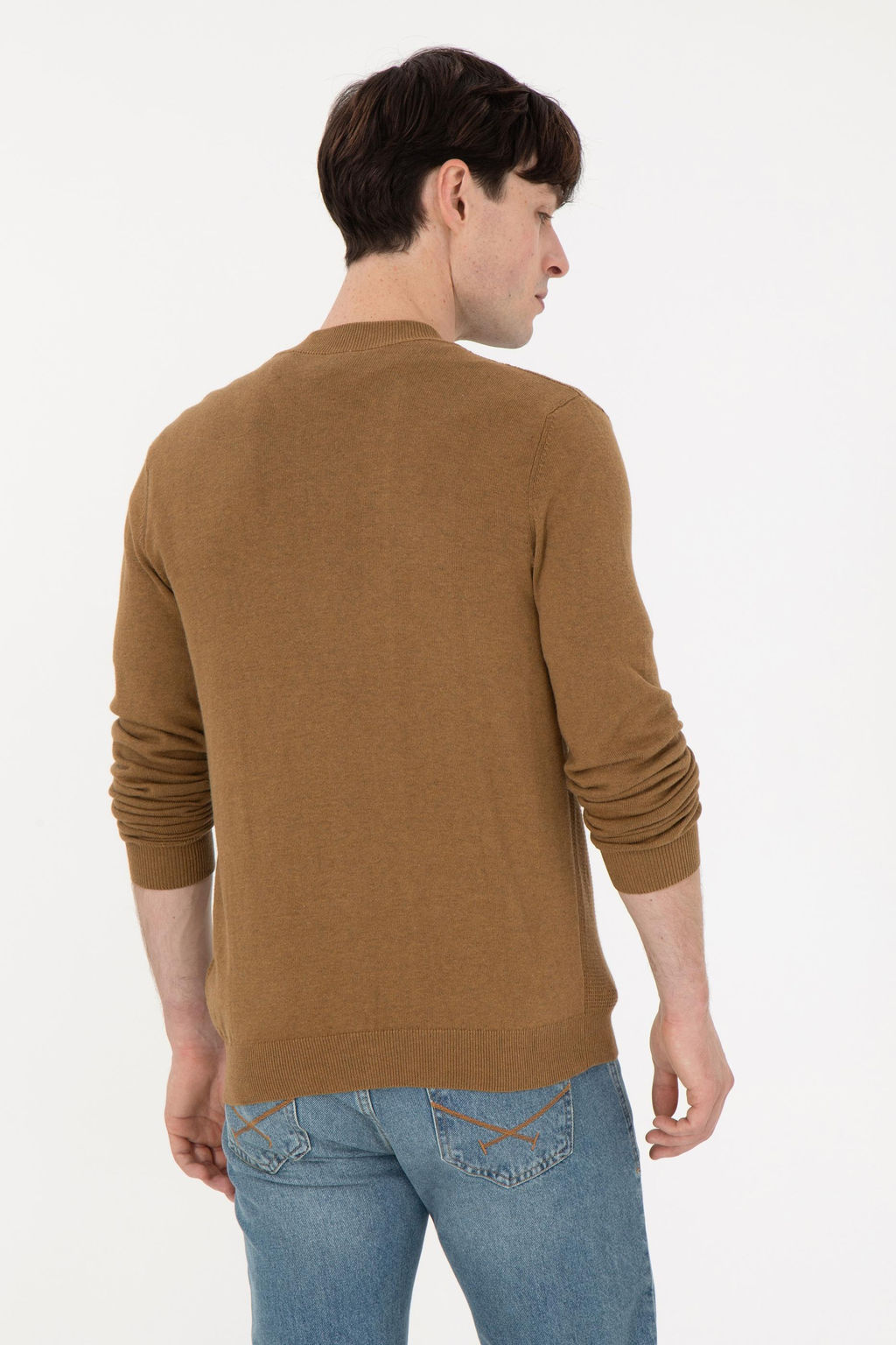 Мужской базовый трикотажный кардиган цвета хаки меланж Неожиданная скидка в корзине - U.s. polo assn фото 5