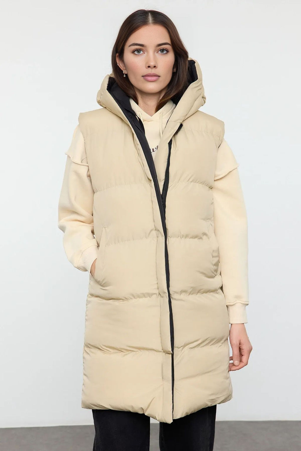 Trendyolmilla Siyah-Vizon Regular Yelek TWOAW25YE00109 фото 3