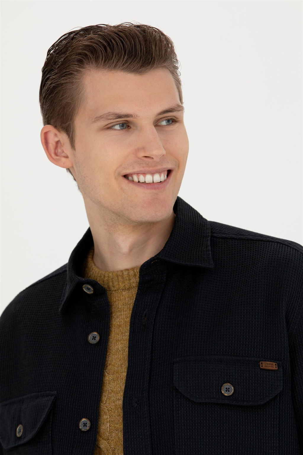 Мужская рубашка антрацитового цвета с длинным рукавом - U.s. polo assn фото 2