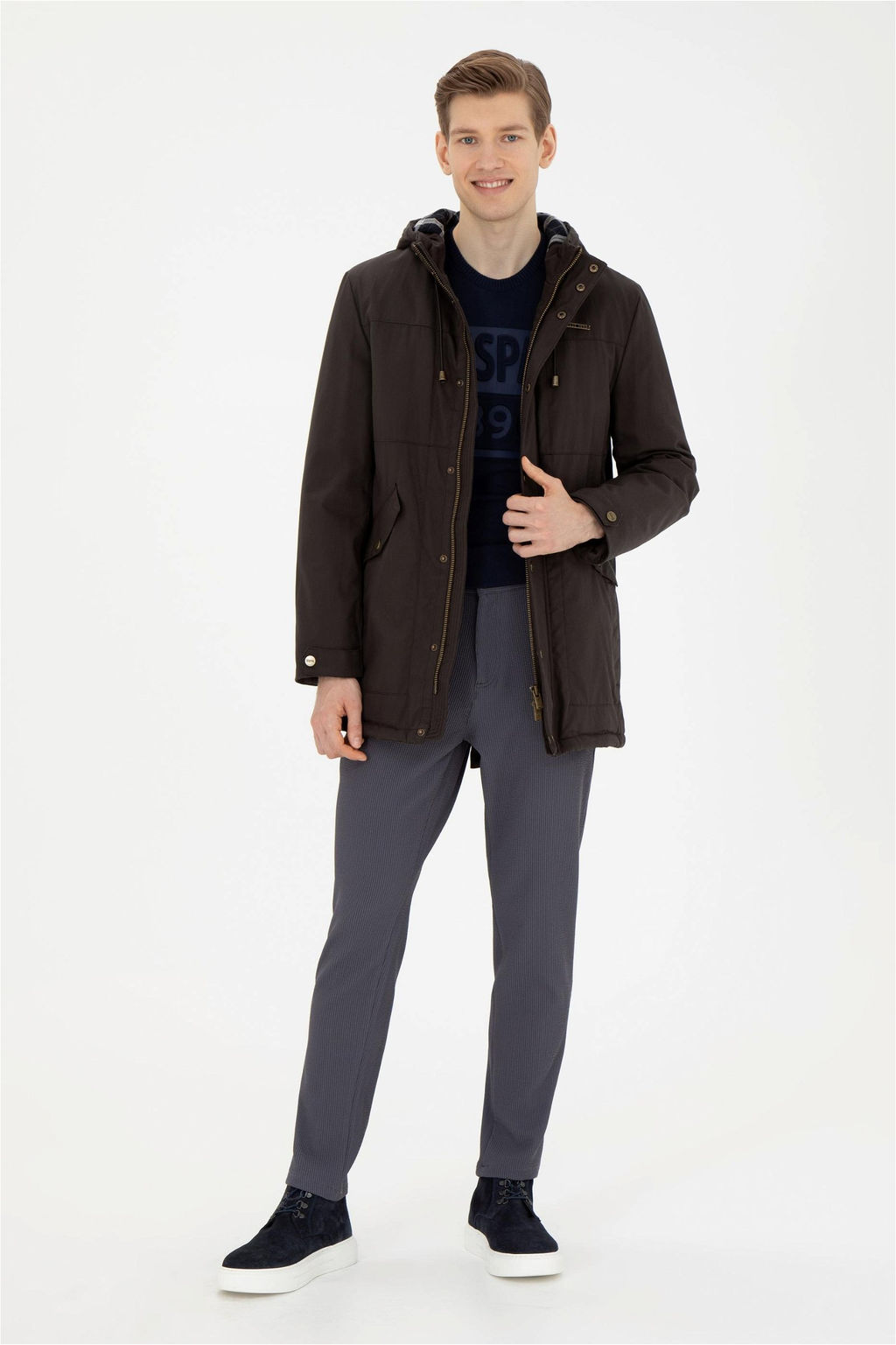 Мужское пальто цвета хаки Неожиданная скидка в корзине - U.s. polo assn фото 4