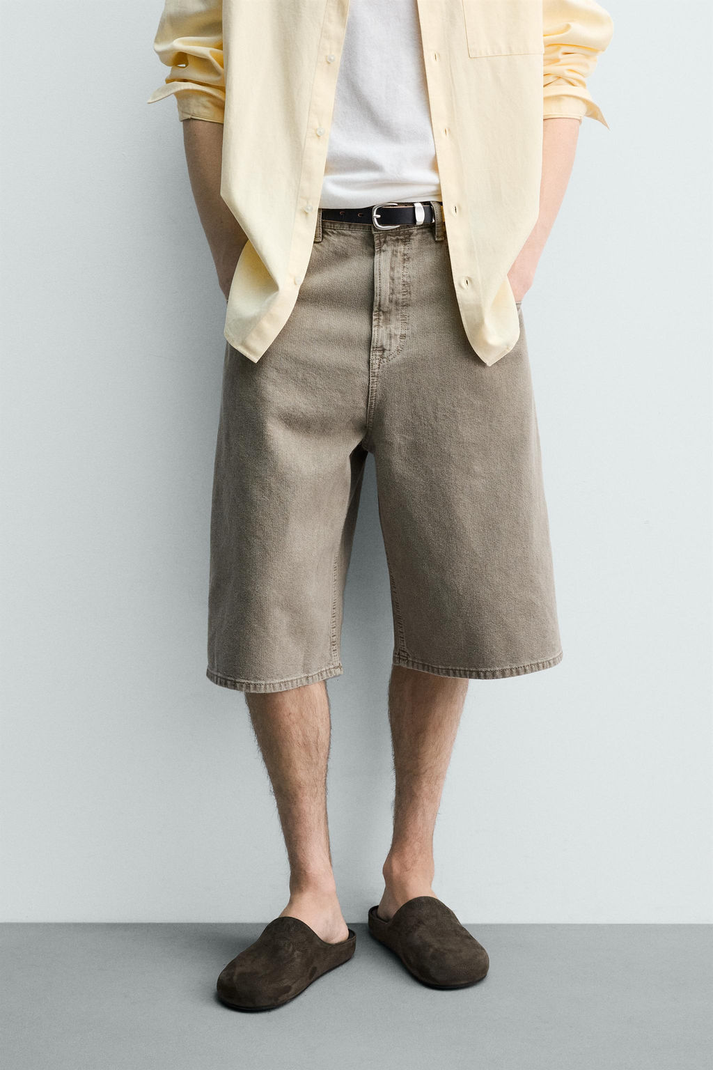 BERMUDA DENIM BALLOON FIT ESTRUCTURA / Khaki