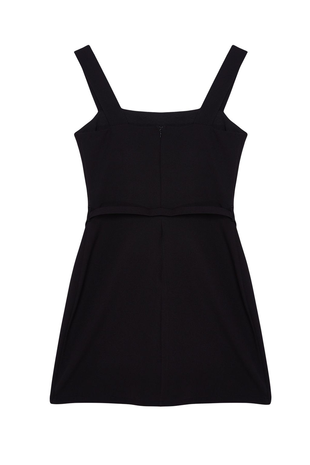 Siyah Etegi Belden Ac?lan KAre Yaka Mini Dokuma Elbise TWOSS24EL00981 - Trendyolmilla фото 7