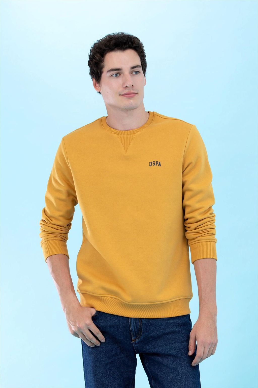 U. S. Polo Assn / Базовый свитшот горчичного цвета с круглым вырезом - U.s. polo assn фото 7