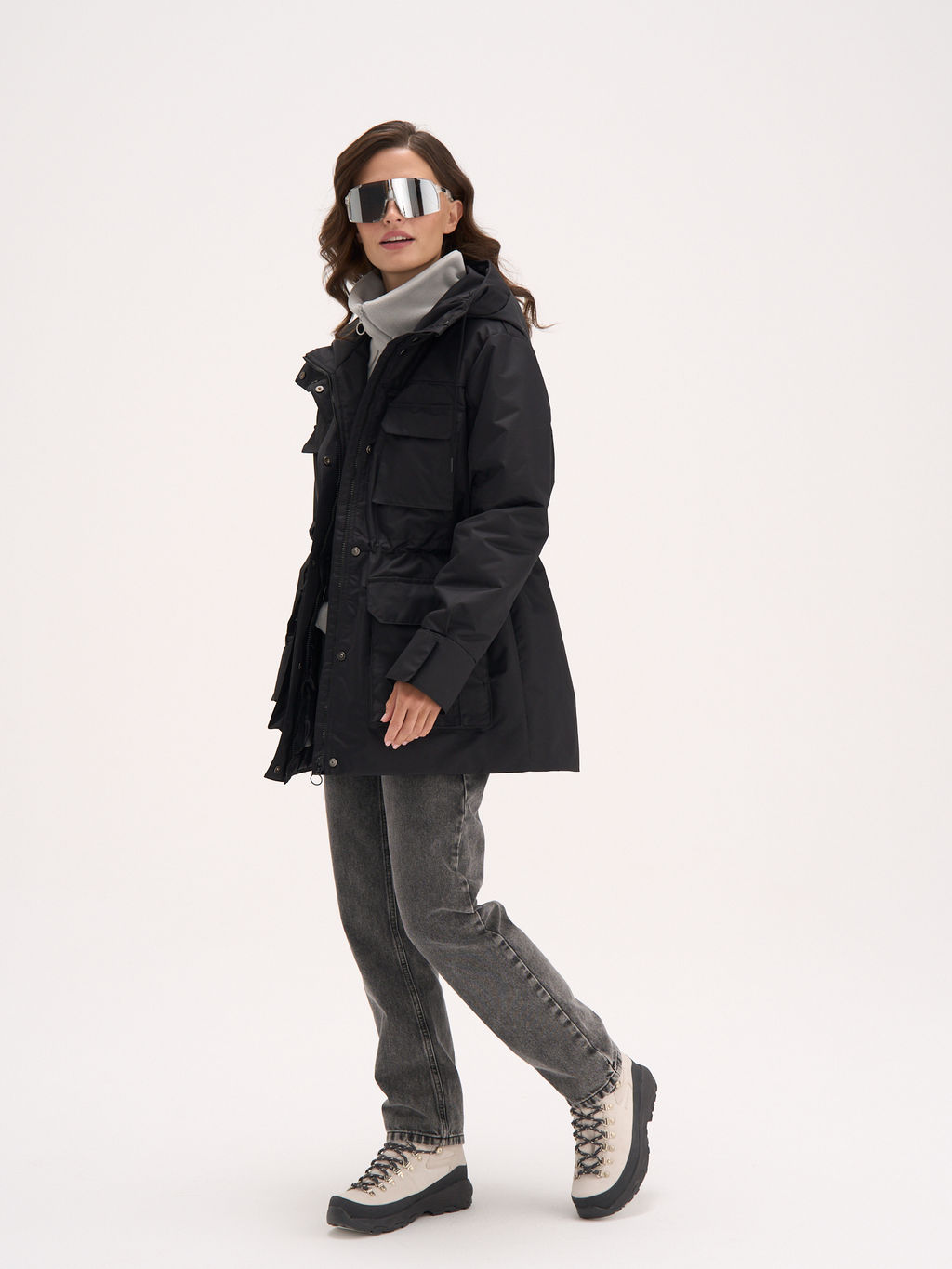 Парка демисезонная "Уголь" женская